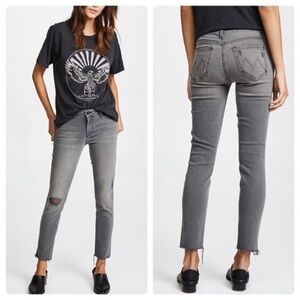 Mother Looker Ankle Fray Skinny Gray Size 25